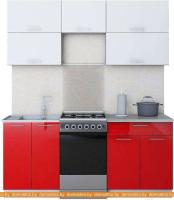 Кухня Интерлиния Мила Gloss 50-18 (белый/красный) картинка