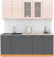 Кухня Интерлиния Мила 20 (вудлайн кремовый-антрацит-бискайская сосна) картинка