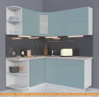 Кухня Интерлиния Мила Матте 1.5x1.8 А правая (океан-океан-травертин серый) картинка