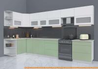 Кухня Интерлиния Мила Матте 1.5x3.7 Б левая (белый/мята/опал светлый) картинка