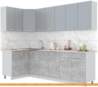 Кухня Интерлиния Мила Лайт 1.2x2.6 (серебристый-бетон-бискайская сосна) картинка