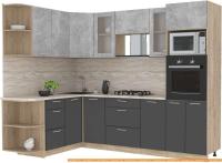 Кухня Интерлиния Мила 1.68x2.6 левая (бетон-антрацит-травертин) картинка