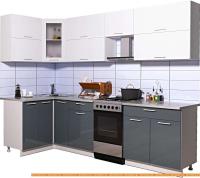 Кухня Интерлиния Мила Gloss 50-12x27 (белый/асфальт глянец) картинка