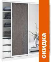 Шкаф-купе Кортекс-мебель Сенатор ШК12-45 Классика ДСП с зеркалом (белый/береза) картинка