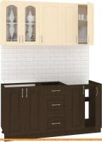 Кухня Кортекс-мебель Корнелия Ретро 1.7м без столешницы (венге светлый/венге) картинка