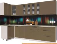 Кухня Интерлиния Мила Пластик 1.2x3.0 (капучино глянец/опал светлый) картинка