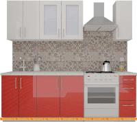 Кухня ВерсоМебель ВерсоЛайн 3-1.7 (белый 001/красный 009) картинка