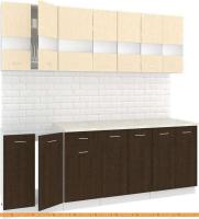 Кухня Кортекс-мебель Корнелия Экстра 2.2м (венге светлый/венге/королевский опал) картинка