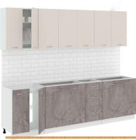 Кухня Кортекс-мебель Корнелия Лира 2.6 без столешницы (капучино/оникс) картинка