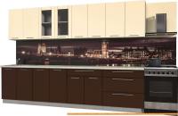 Кухня Интерлиния Мила Пластик 3.2 Б (шоколад глянец/ваниль глянец/опал светлый) картинка