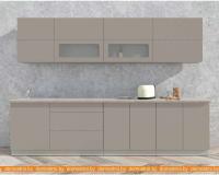 Кухня Интерлиния Мила Матте 3.0 А (луна/луна/травертин серый) картинка