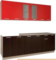 Кухня Интерлиния Мила 23 (красный/дуб венге) картинка