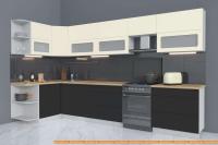 Кухня Интерлиния Мила Матте 1.5x3.6 Б левая (слоновая кость/пепел/травертин с.) картинка