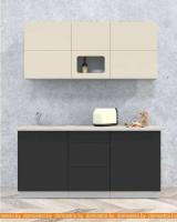 Кухня Интерлиния Мила Матте 1.7 А (слоновая кость/пепел/травертин серый) картинка