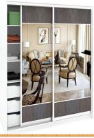 Шкаф-купе Кортекс-мебель Сенатор ШК10 Геометрия ДСП с зеркалом (белый/береза) картинка