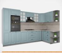 Кухня Интерлиния Мила Деко 1.68x3.2 правая (океан-океан-травертин серый) картинка