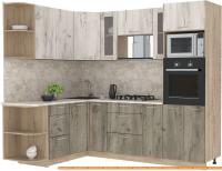 Кухня Интерлиния Мила 1.68x2.4 левая (дуб белый-дуб серый-малага) картинка