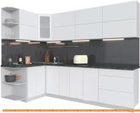 Кухня Интерлиния Мила Матте 1.5x2.7 А левая (белый-белый-кастилло темный) картинка