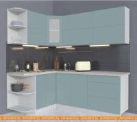 Кухня Интерлиния Мила Матте 1.5x2.1 А левая (океан/океан/травертин серый) картинка