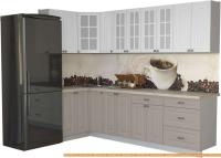 Кухня Интерлиния Мила Деко 1.2x2.7 (белый/луна/травертин серый) картинка