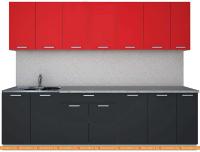 Кухня Интерлиния Мила Лайт 2.7 (красный-антрацит-кастилло темный) картинка