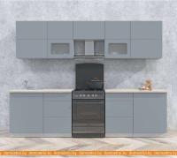 Кухня Интерлиния Мила Матте 2.8 Б (океан/океан/травертин серый) картинка