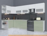 Кухня Интерлиния Мила Матте 1.5x3.4 Б левая (белый/мята/опал светлый) картинка