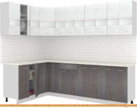 Кухня Кортекс-мебель Корнелия Экстра 1.5x2.7м (белый/береза/королевский опал) картинка