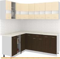 Кухня Кортекс-мебель Корнелия Экстра 1.5x2.0м (венге светлый/венге/мадрид) картинка