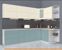 Кухня Интерлиния Мила Матте 1.5x2.8 А правая (слоновая кость/океан/опал светлый) картинка