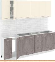 Кухня Кортекс-мебель Корнелия Лира 2.2 без столешницы (крем/оникс) картинка