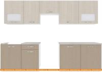 Кухня ВерсоМебель Эко-6 2.9 (крослайн латте/крослайн карамель) картинка