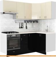 Кухня S-Company Клео глоcс 1.2x2.0 правая (черный глянец/ваниль глянец) картинка