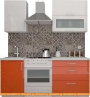 Кухня ВерсоМебель ВерсоЛайн 8-1.3 (белый 001/яркий оранжевый 008) картинка
