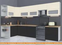 Кухня Интерлиния Мила Матте 1.5x3.4 Б правая (слон кость-пепел-травертин серый) картинка