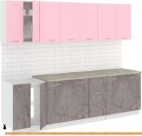 Кухня Кортекс-мебель Корнелия Лира 2.6м (розовый/оникс/марсель) картинка