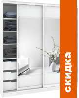 Шкаф-купе Кортекс-мебель Сенатор ШК12-45 Геометрия ДСП с зеркалом (белый) картинка