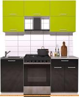 Кухня Интерлиния Мила Gloss 60-17 (яблоко/черный глянец) картинка