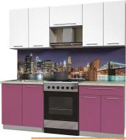Кухня Интерлиния Мила Пластик 2.1 А (гортензия гл/белый гл/опал светлый) картинка