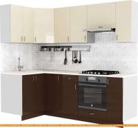 Кухня S-Company Клео глосc 1.2x2.3 левая (коричневый глянец/ваниль глянец) картинка