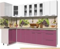 Кухня Интерлиния Мила Пластик 1.2x2.7 (гортензия гл/белый гл/опал светлый) картинка