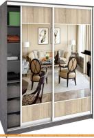 Шкаф-купе Кортекс-мебель Сенатор ШК10 Геометрия ДСП с зеркалом (береза/дуб сонома) картинка