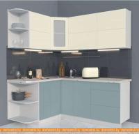 Кухня Интерлиния Мила Матте 1.5x1.9 А левая (слоновая кость/океан/опал светлый) картинка