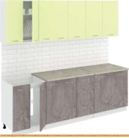 Кухня Кортекс-мебель Корнелия Лира 2.4м (салатовый/оникс/марсель) картинка