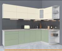 Кухня Интерлиния Мила Матте 1.5x2.8 А правая (слоновая кость/мята/травертин сер.) картинка