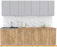 Кухня Интерлиния Мила Лайт 2.5 (серебристый-дуб золотой-дуб бунратти) картинка