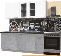 Кухня Интерлиния Мила Пластик 2.0 Б (мрамор/белый глянец/кастилло темный) картинка