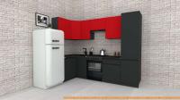 Кухня ВерсоМебель Эко-8 1.2x2.7 левая (красный чили/антрацит/ст.луна) картинка
