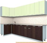 Кухня Интерлиния Мила Лайт 1.2x3.0 (салатовый/дуб венге) картинка