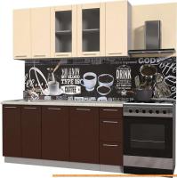 Кухня Интерлиния Мила Пластик 1.7 Б (шоколад глянец/ваниль глянец/опал светлый) картинка